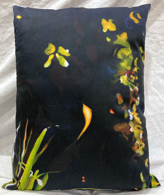 decorative pillow Illuminate abstract bright leaves and flowers on dark background