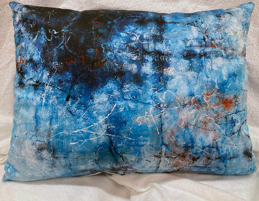 decorative pillow cover abstract blue ice cave from original painting