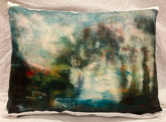 decorative pillow with pillow form insert abstract reflections white blue green
